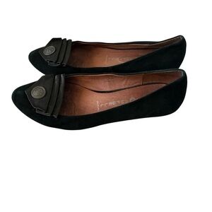 Jeffrey Campbell Reagle black suede leather flats with buckle pointy toe Sz 7